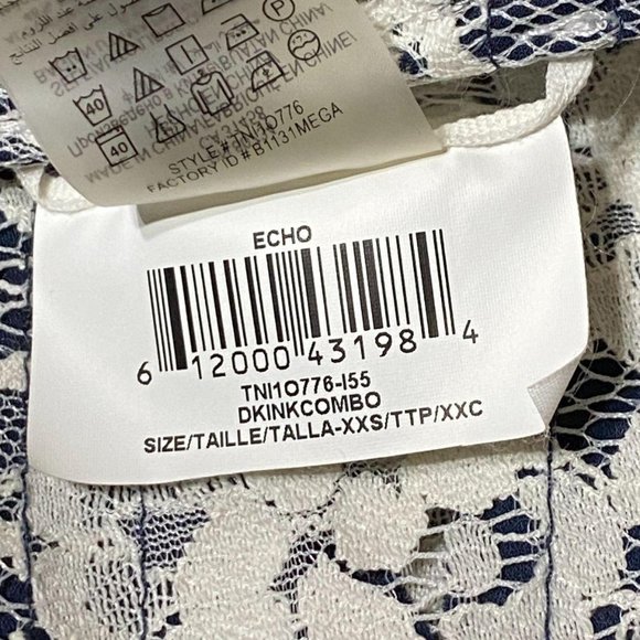 BCBGMaxazira Echo Lace Striped Top XXS - Picture 5 of 6